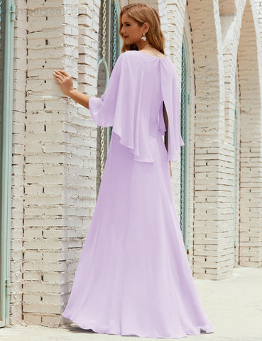 Robe de demoiselle d'honneur Sunnderly pour femme, manches longues, col en V, en mousseline, robe de cérémonie pour mariage SY28018