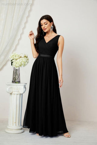 Women's Chiffon Long Bridesmaid Dresses A line Sleeveless Formal Prom Gown for Evening Party Homecoming Dresses 2808