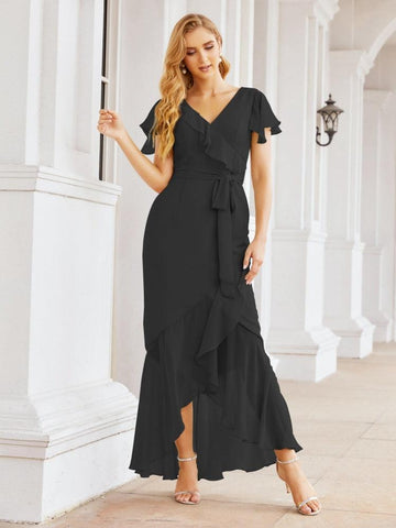 Baoleely Ruffled Bridesmaid Dresses Mermaid Formal Violin Evening Party Prom Gowns 28042