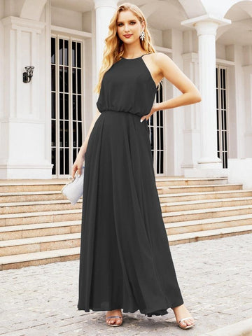 Robe de demoiselle d'honneur longue à col licou Baoleely, robe trapèze formelle pour juniors, 28029