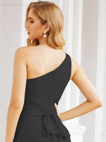 Baoleely One Shoulder Bridesmaid Dresses Long Formal Prom Gowns 28048