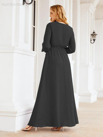 Robe de demoiselle d'honneur en mousseline Sunnderly pour femme, coupe trapèze, manches longues, robe de soirée formelle pour invitée de mariage SY28032 