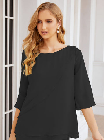 Baoleely Élégante robe mère de la mariée 2 pièces, grande taille, pantalon, volants, couches argentées, peignoir 28064