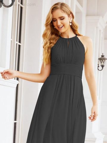 Baoleely Keyhole Bridesmaid Dresses Sleeveless Formal Evening Party Prom Gowns 28043