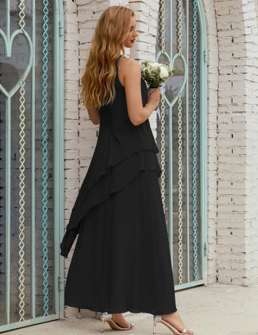 Robe longue en mousseline grande taille pour la mère de la mariée, robe de demoiselle d'honneur de bal de fin d'année SY28019