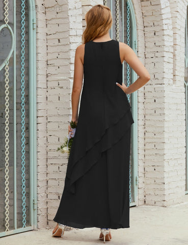 Robe longue en mousseline grande taille pour la mère de la mariée, robe de demoiselle d'honneur de bal de fin d'année SY28019