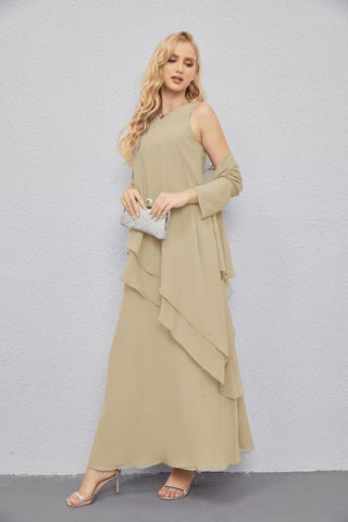 Mother of Bride Dresses with Open Front Lightweight Cardigan Formal Prom Gown  28081