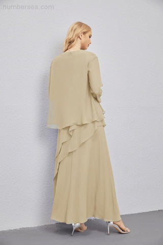 Mother of Bride Dresses with Open Front Lightweight Cardigan Formal Prom Gown  28081