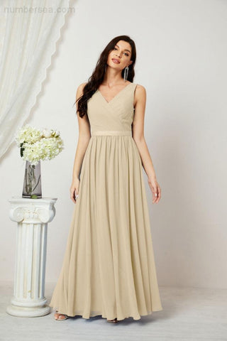 Women's Chiffon Long Bridesmaid Dresses A line Sleeveless Formal Prom Gown for Evening Party Homecoming Dresses 2808