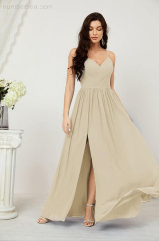 Vestidos de dama de honor con cuello alto Baoleely, de gasa, largos, corte en A, vestido formal de fiesta para boda, fiesta de noche 2801 