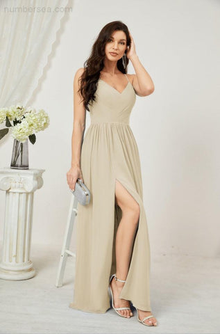 Vestidos de dama de honor con cuello alto Baoleely, de gasa, largos, corte en A, vestido formal de fiesta para boda, fiesta de noche 2801 