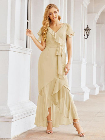 Baoleely Ruffled Bridesmaid Dresses Mermaid Formal Violin Evening Party Prom Gowns 28042