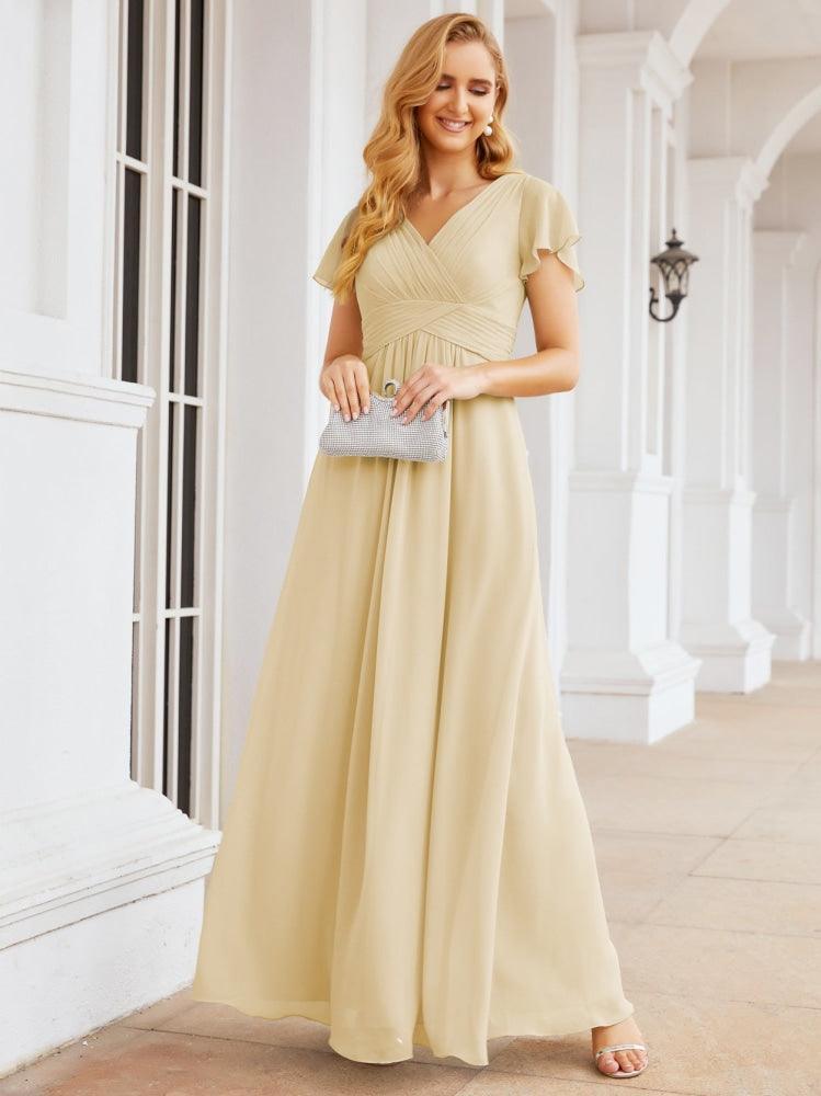 Numbersea Formal Prom Gowns for Mother of The Bride Cap Sleeves Bridesmaid Dress 28047