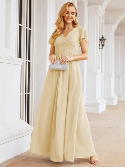 Numbersea Formal Prom Gowns for Mother of The Bride Cap Sleeves Bridesmaid Dress 28047