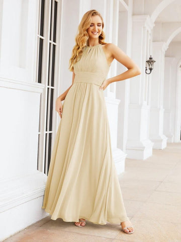 Baoleely Keyhole Bridesmaid Dresses Sleeveless Formal Evening Party Prom Gowns 28043