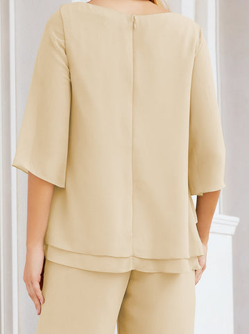 Baoleely Élégante robe mère de la mariée 2 pièces, grande taille, pantalon, volants, couches argentées, peignoir 28064