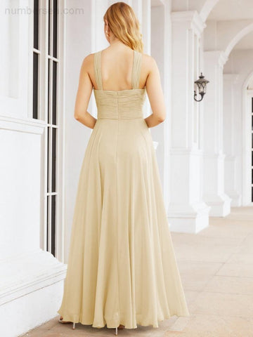 Baoleely Crisscross Halter Bridesmaid Dresses for Party Wedding Evening Prom Maxi Ball Gowns 28053