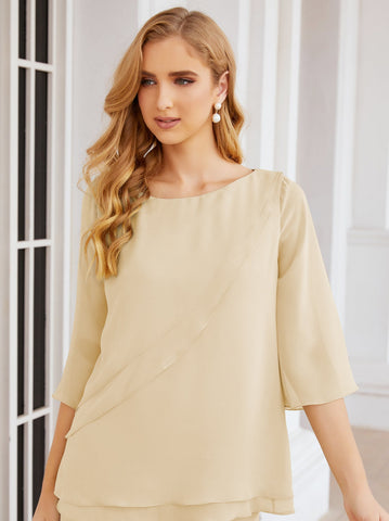 Baoleely Élégante robe mère de la mariée 2 pièces, grande taille, pantalon, volants, couches argentées, peignoir 28064