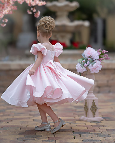 Ball-Gown/Princess Satin Knee-length Flower Girl Dress
