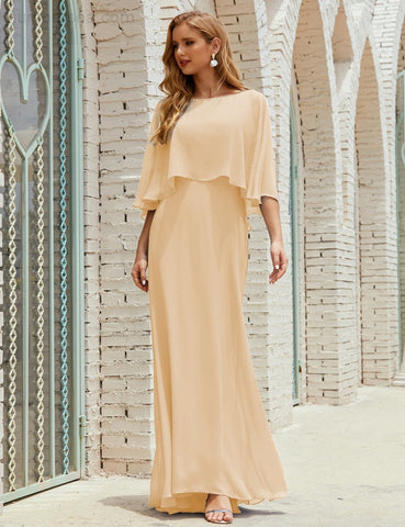 Robe de demoiselle d'honneur Sunnderly pour femme, manches longues, col en V, en mousseline, robe de cérémonie pour mariage SY28018