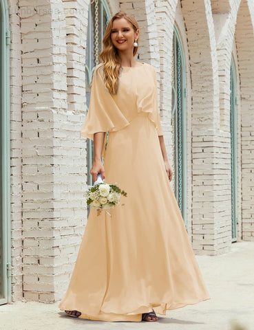 Robe de demoiselle d'honneur Sunnderly pour femme, manches longues, col en V, en mousseline, robe de cérémonie pour mariage SY28018
