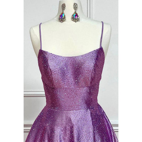 Robe de bal scintillante à bretelles spaghetti et perles pour femme 