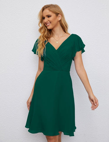 Robe de soirée dos nu, robe de bal formelle, longueur genou, manches courtes, robe de cocktail 28077 