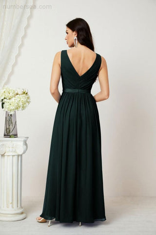 Women's Chiffon Long Bridesmaid Dresses A line Sleeveless Formal Prom Gown for Evening Party Homecoming Dresses 2808