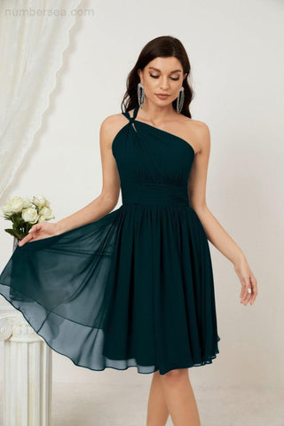 Baoleely Women Chiffon Short One Shoulder Bridesmaid Dress Formal Dresses for Party Homecoming 2804