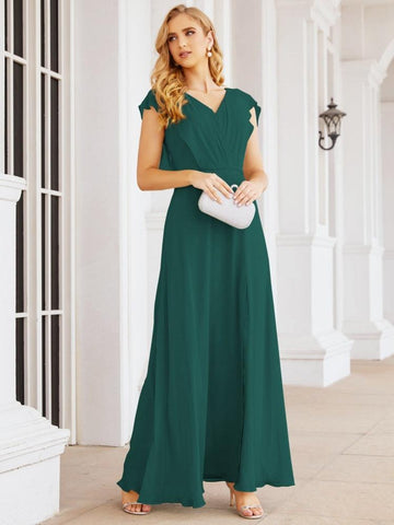 Sunnderly Bridesmaid Dresses Cape Formal Prom Dress Open Back Gowns for Mother of The Bride SY28058