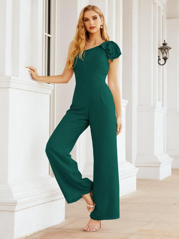 Baoleely Women's One Shoulder Long Jumpsuit Formal Evening Dress Long Bridesmaid Dresses Pants Wedding Party 28034