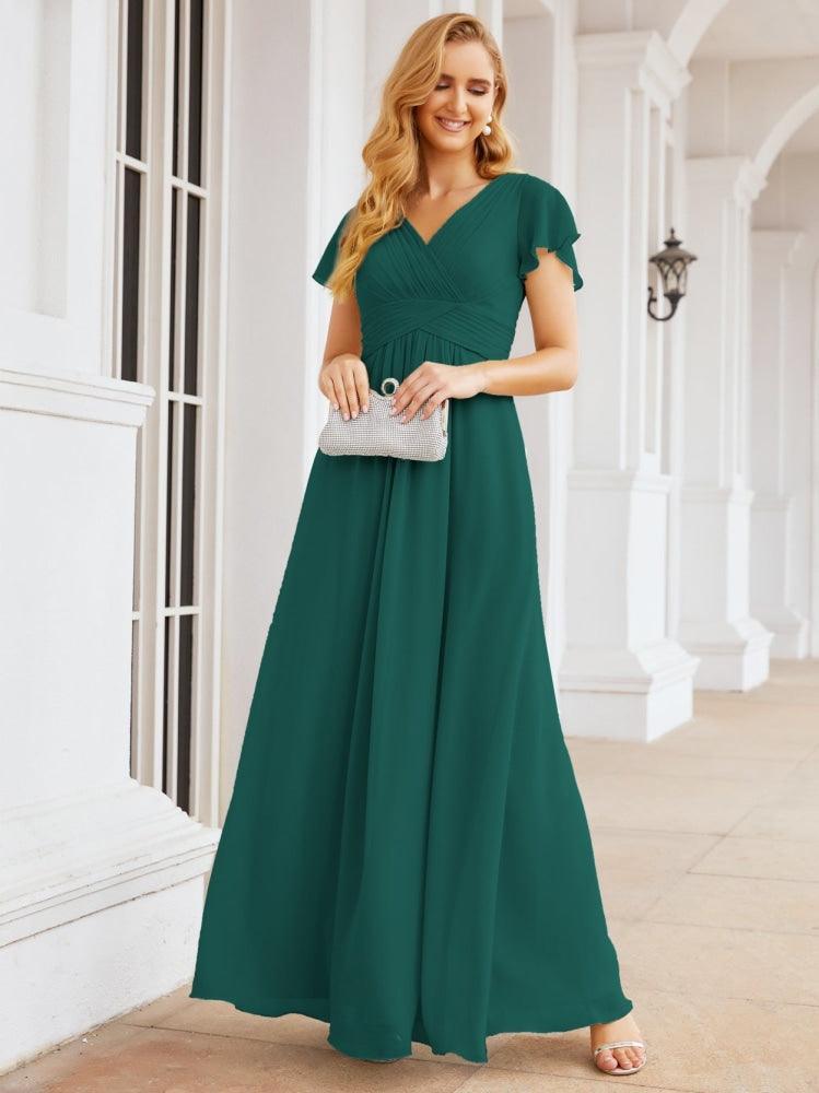 Numbersea Formal Prom Gowns for Mother of The Bride Cap Sleeves Bridesmaid Dress 28047