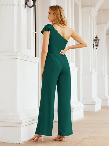 Baoleely Women's One Shoulder Long Jumpsuit Formal Evening Dress Long Bridesmaid Dresses Pants Wedding Party 28034