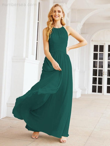 Baoleely Sleeveless Bridesmaid Dresses Long Prom Gown Zipper with Keyhole Back 28056