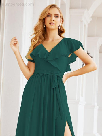 Robes de demoiselle d'honneur à manches flottantes, robes de soirée formelles, robes de bal 28044 