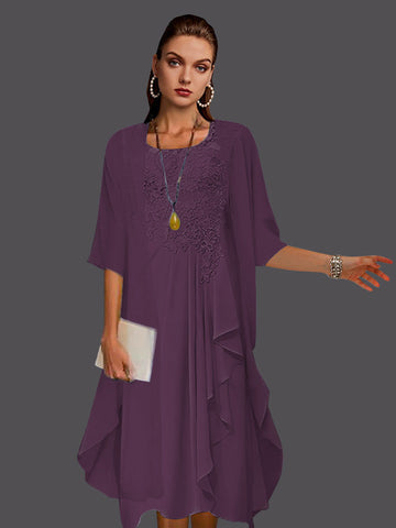 Two Piece A-Line Chiffon Lace Sleeveless Jacket Dresses with Pleats Appliques