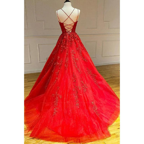 Robe de bal longue trapèze unique à bretelles croisées et décolleté plongeant en tulle bleu ciel