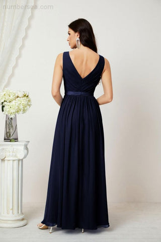 Women's Chiffon Long Bridesmaid Dresses A line Sleeveless Formal Prom Gown for Evening Party Homecoming Dresses 2808