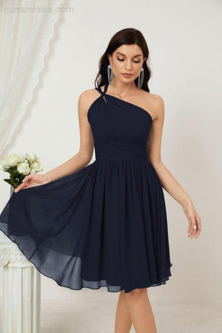 Baoleely Women Chiffon Short One Shoulder Bridesmaid Dress Formal Dresses for Party Homecoming 2804