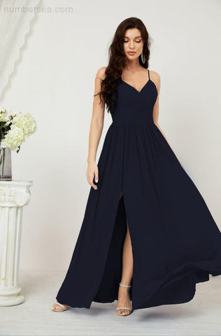 Vestidos de dama de honor con cuello alto Baoleely, de gasa, largos, corte en A, vestido formal de fiesta para boda, fiesta de noche 2801 