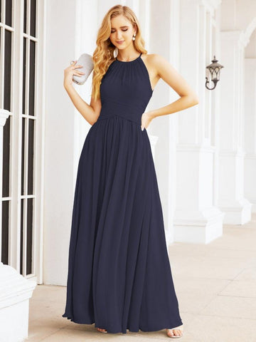 Baoleely Sleeveless Bridesmaid Dresses Long Prom Gown Zipper with Keyhole Back 28056