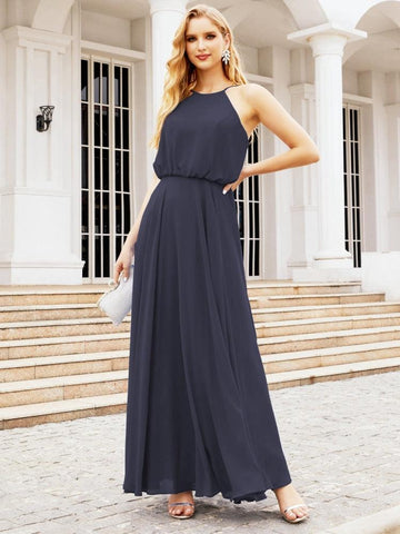 Robe de demoiselle d'honneur longue à col licou Baoleely, robe trapèze formelle pour juniors, 28029