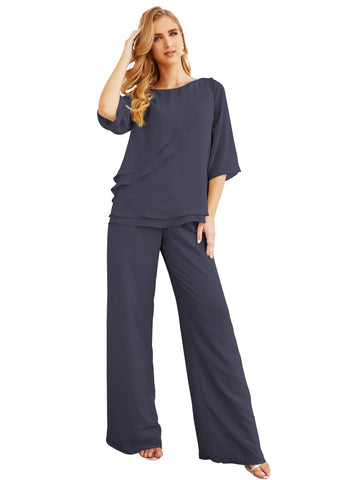 Baoleely Élégante robe mère de la mariée 2 pièces, grande taille, pantalon, volants, couches argentées, peignoir 28064