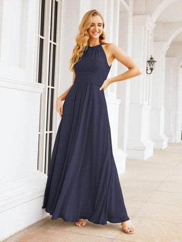 Baoleely Keyhole Bridesmaid Dresses Sleeveless Formal Evening Party Prom Gowns 28043