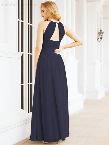 Baoleely Sleeveless Bridesmaid Dresses Long Prom Gown Zipper with Keyhole Back 28056