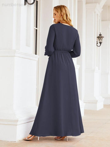 Robe de demoiselle d'honneur en mousseline Sunnderly pour femme, coupe trapèze, manches longues, robe de soirée formelle pour invitée de mariage SY28032 