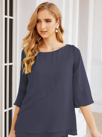 Baoleely Élégante robe mère de la mariée 2 pièces, grande taille, pantalon, volants, couches argentées, peignoir 28064