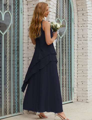 Robe longue en mousseline grande taille pour la mère de la mariée, robe de demoiselle d'honneur de bal de fin d'année SY28019