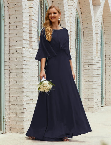 Robe de demoiselle d'honneur Sunnderly pour femme, manches longues, col en V, en mousseline, robe de cérémonie pour mariage SY28018