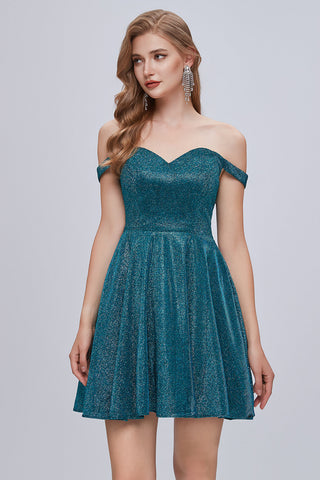 Robes de bal courtes à épaules dénudées, décolleté en cœur et lacets, coupe trapèze